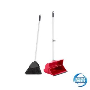 RECOGEDOR BASCULANTE ROJO CON PALO Y CEPILLO