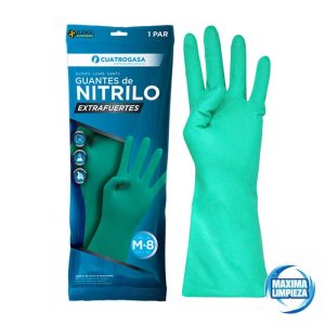 GUANTE NITRILO VERDE FLOCADO T/G
