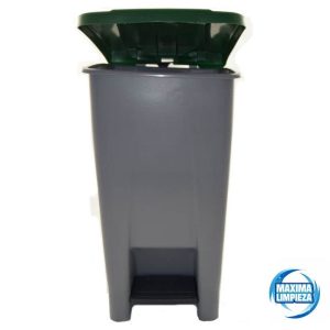 CUBO PEDAL 60L C/RUEDAS GRIS-T/VERDE