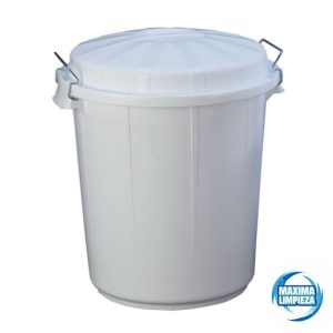 CUBO CON TAPA 100L BLANCO