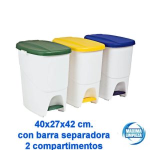 CUBO ECOLOGICO 25L BLANCO PEDAL C/TAPA AZUL