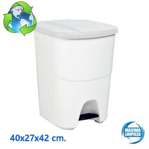 CUBO ECOLOGICO 40L BLANCO PEDAL C/TAPA BLANCO