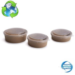 ENSALADERA CARTON CON TAPA KRAFT 750ML (25UD)