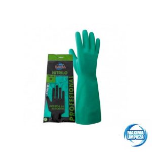 GUANTE NITRILO VERDE FLOCADO LUNA T/M
