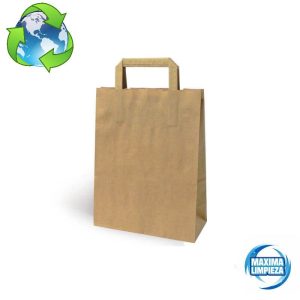 BOLSA PAPEL KRAFT 26+17X27 ASA PLANA (25UDS)